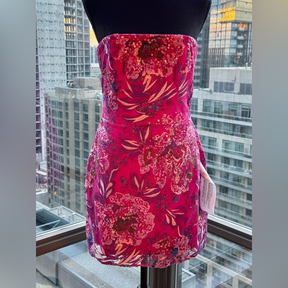 🆕 DRESS THE POPULATION 🧿 NWT Camilla Sequin Floral Strapless Mini Dress - Sz M - Picture 5 of 16
